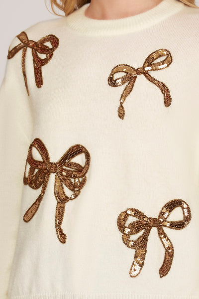 Holiday Sequin Bow Sweater