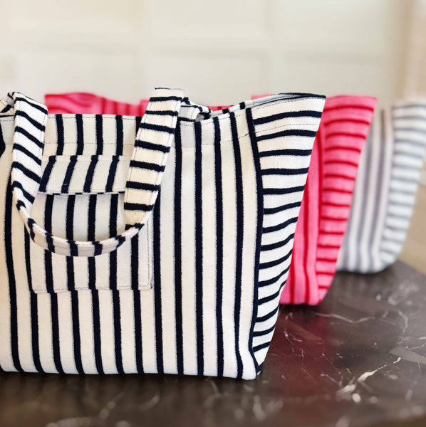 Jumbo Terry Cloth Striped Beach Bag