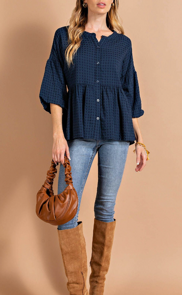Blue Plaid Top