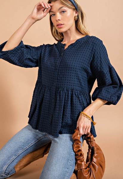 Blue Plaid Top